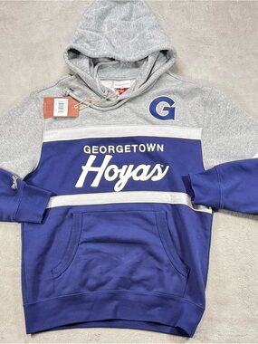 NWT Mitchell & Ness Georgetown Hoyas Pullover Hoodie Size Medium. Blue & Grey 🔥